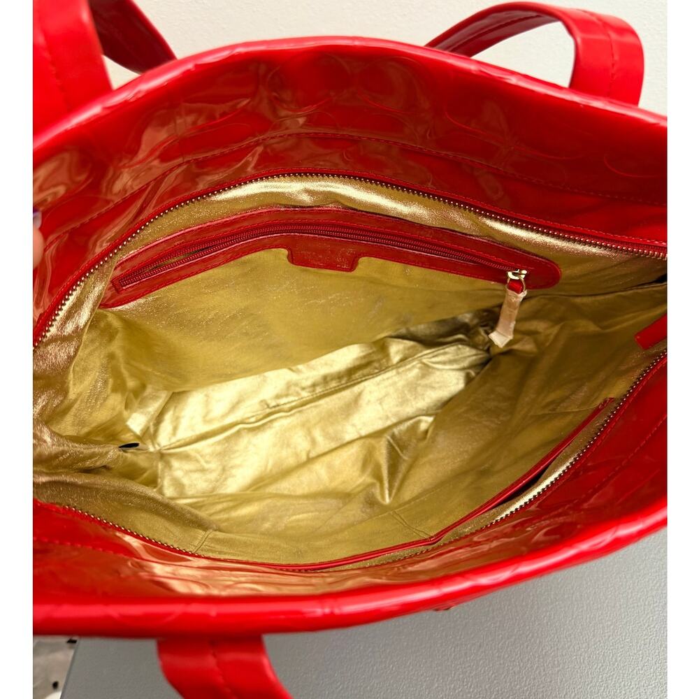 Kate Spade Red Patent Leather Tote Bag Large Glossy Shoulder Bag NWOT - Picture 2 of 10